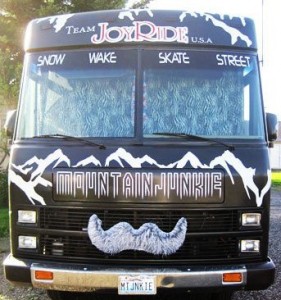 team JoyRide usa, rv, winnebago, mustache, car stache