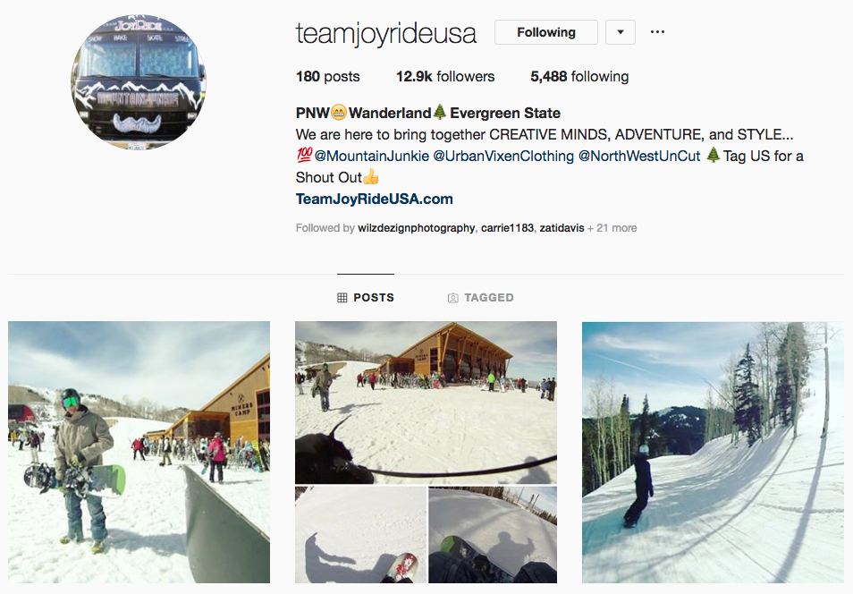 Team JoyRide USA, Instagram, Chris Karol, Julie Norsby, Miss UrbanVixen, Snowboarding, Park City, Miners Camp, Utah